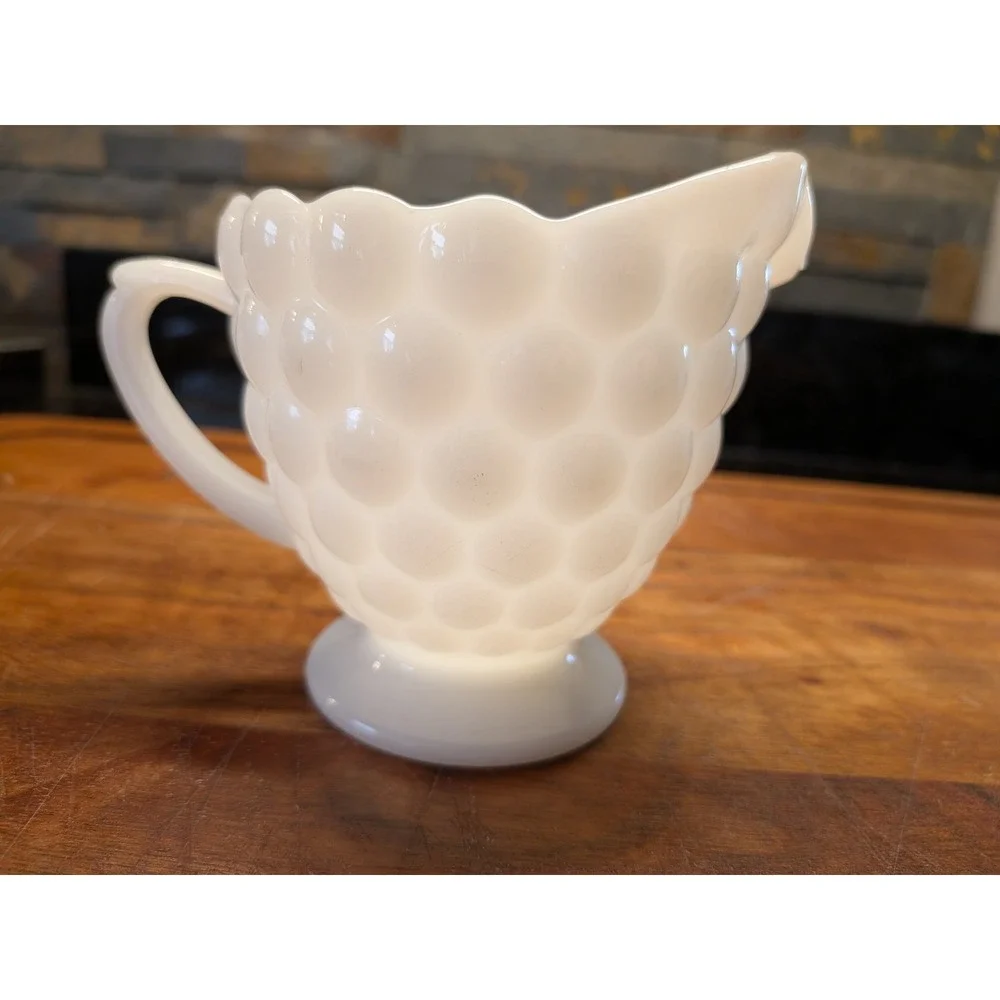 Vintage Westmoreland Milk‎ Glass English Hobnail Creamer Pitcher Set of 2 White
